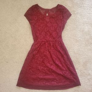 Burgundy Lace Dress (Small)
